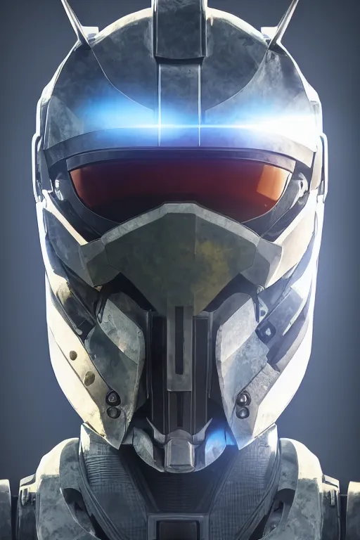 Image similar to robot ninja mask helmet halo master chief radiating a glowing aura global illumination ray tracing hdr fanart arstation by ian pesty and katarzyna da „ bek - chmiel