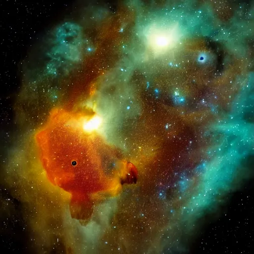 Image similar to space photography imaging of a nebula shaped like the poop emoji, funny, 8k rendering, volumetric light, astronomy