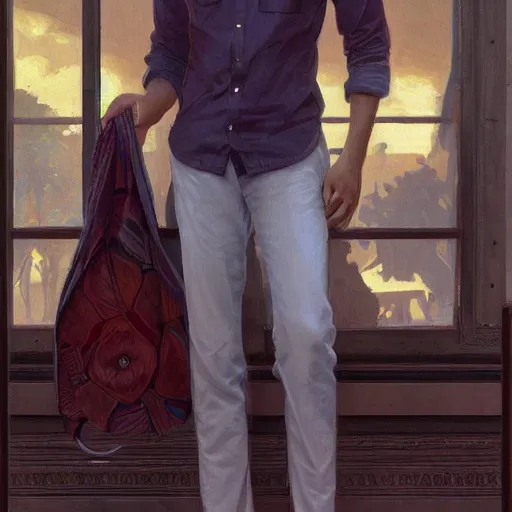 Image similar to Anxious good looking pale young Indian doctors wearing jeans and shirts at the airport, portrait, elegant, intricate, digital painting, artstation, concept art, smooth, sharp focus, illustration, art by artgerm and greg rutkowski and alphonse mucha