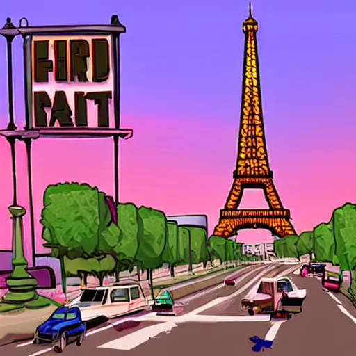 Image similar to paris as grand theft auto vi