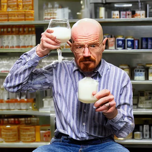 Image similar to walter white drinking milk