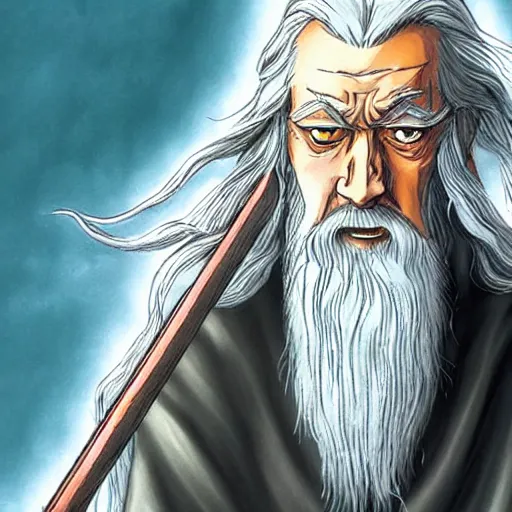 Prompt: gandalf, style of Hajime Isayama