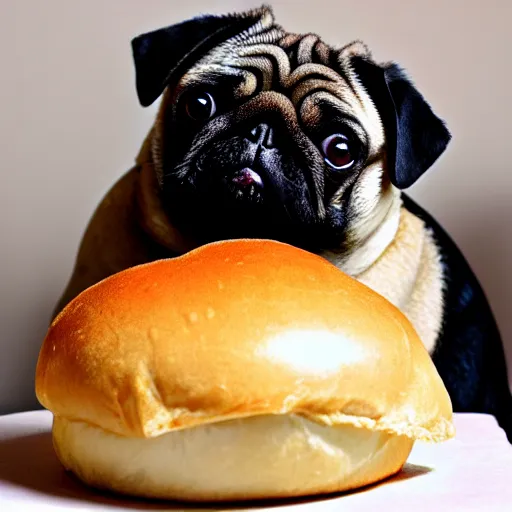 Image similar to fat pug between 2 hamburger buns