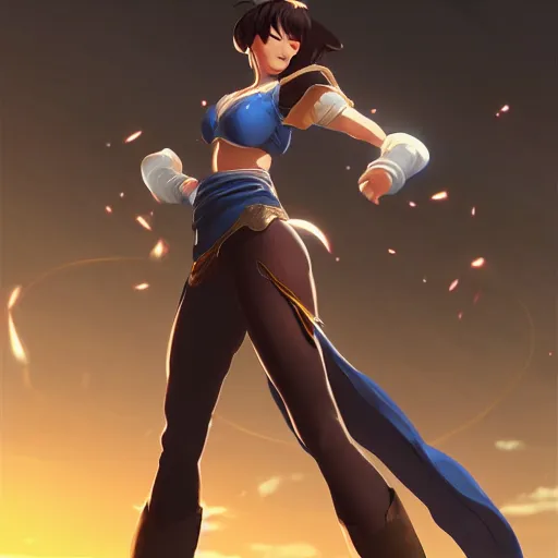 Prompt: young female character inspired by chun li in a plugsui, digital art made by makoto shinkai and wlop