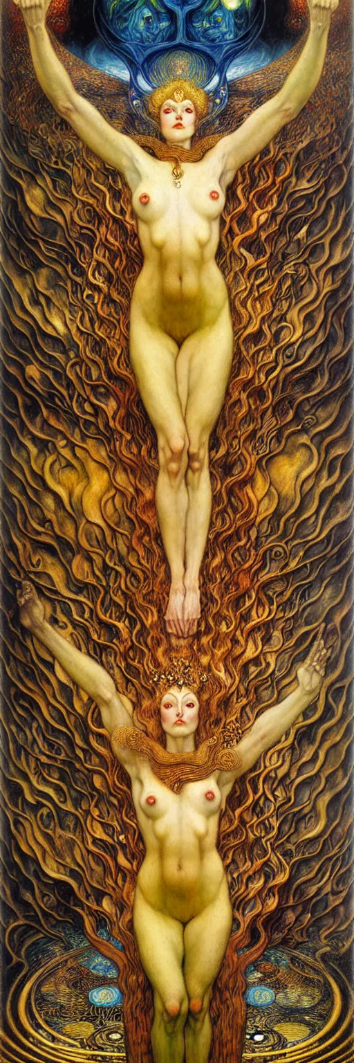 Image similar to Divine Chaos Engine by Karol Bak, Jean Delville, William Blake, Gustav Klimt, and Vincent Van Gogh, symbolist, visionary