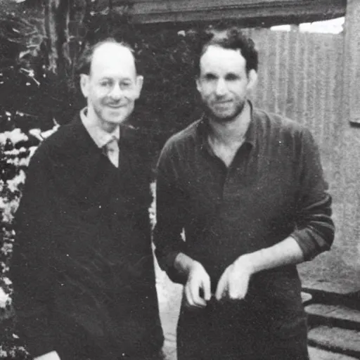 Image similar to a photograph of Neil Sloan standing with Paul erdos