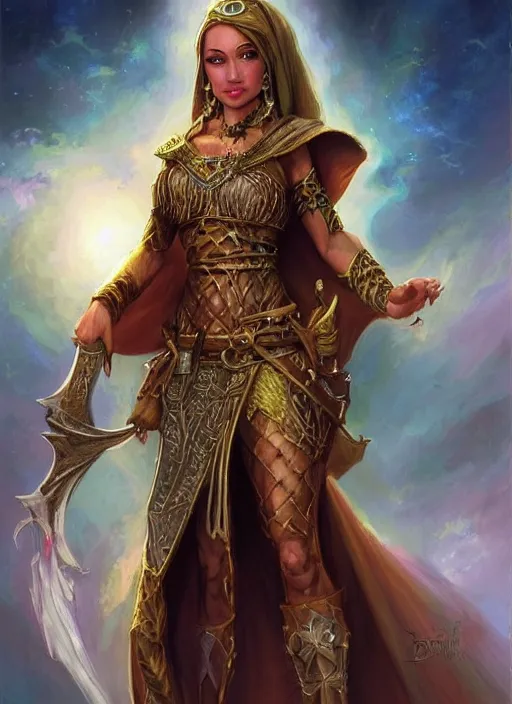 Image similar to arabian human female, ultra detailed fantasy, dndbeyond, bright, colourful, realistic, dnd character portrait, full body, pathfinder, pinterest, art by ralph horsley, dnd, rpg, lotr game design fanart by concept art, behance hd, artstation, deviantart, hdr render in unreal engine 5