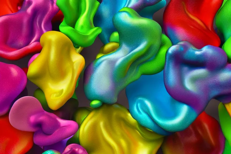 Image similar to Colourful odors by Lynda Benglis, octane render, transparent, 4k, 8k