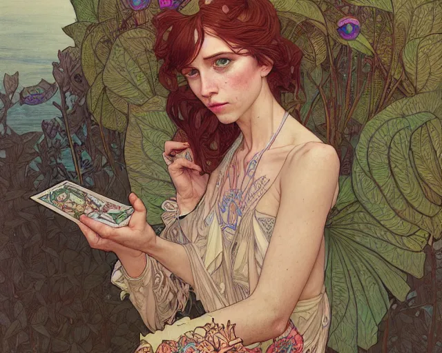 Image similar to photography of hope gangloff, deep focus, d & d, fantasy, intricate, elegant, highly detailed, digital painting, artstation, concept art, matte, sharp focus, illustration, hearthstone, art by artgerm and greg rutkowski and alphonse mucha