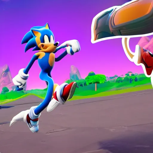 Prompt: sonic dancing in fortnite