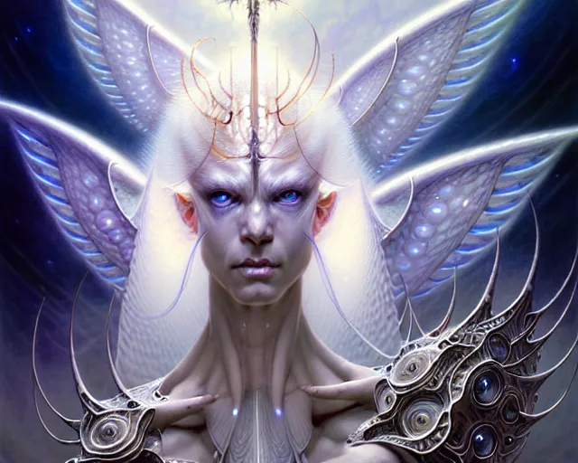 Image similar to the army of white light and angels, fantasy character portrait made of fractals facing each other, ultra realistic, wide angle, intricate details, the fifth element artifacts, highly detailed by peter mohrbacher, hajime sorayama, wayne barlowe, boris vallejo, aaron horkey, gaston bussiere, craig mullins