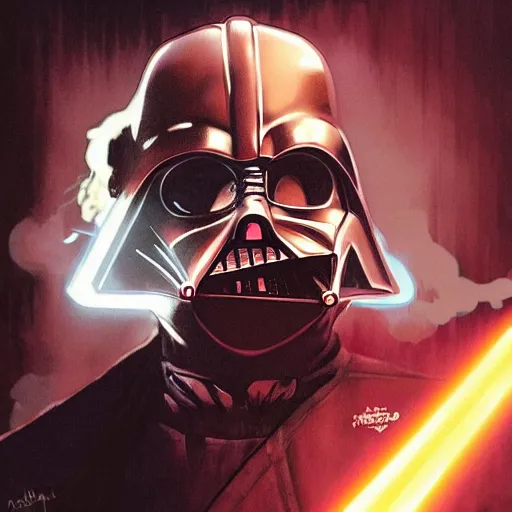 Image similar to crackhead darth vader smoking crack cocaine by mcfarlane, alphonse mucha, artgerm and greg rutkowski and magali villeneuve. drug addicts