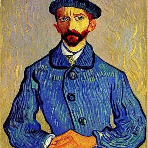 Prompt: An oil painting portrait of Royal Tenenbaum by Vincent Van Gogh (1884)