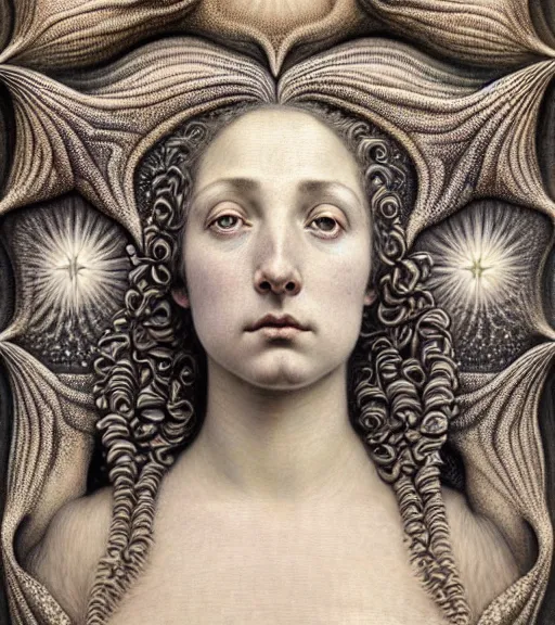 Prompt: detailed realistic beautiful starfish goddess face portrait by jean delville, gustave dore, iris van herpen and marco mazzoni, art forms of nature by ernst haeckel, art nouveau, symbolist, visionary, gothic, neo - gothic, pre - raphaelite, fractal lace, intricate alien botanicals, ai biodiversity, surreality, hyperdetailed ultrasharp octane render