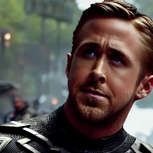 Image similar to a still of Ryan Gosling as Black Panther in Avengers: Endgame (2019)