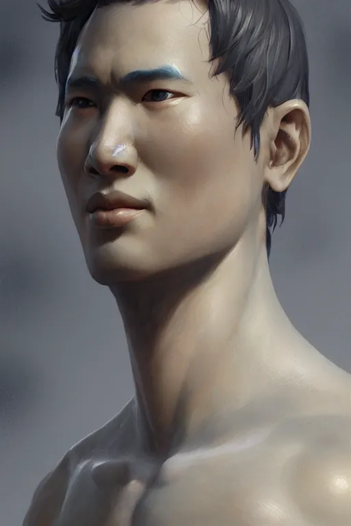 Prompt: young male god of the vietnamese, highly detailed, digital painting, artstation, concept art, smooth, sharp focus, illustration, unreal engine 5, 8 k, art by artgerm and greg rutkowski and edgar maxence