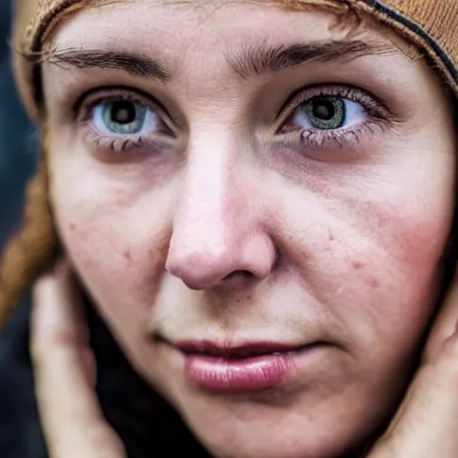 Prompt: an extreme close up photo of a Ukrainian woman, in her early 20s