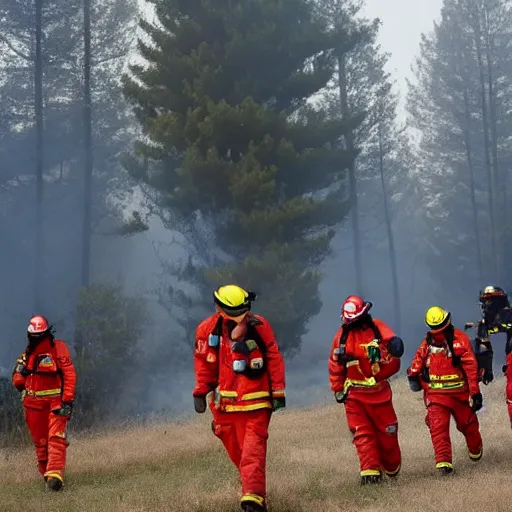 Prompt: photo of european firefighters joining battle to stop french wildfires