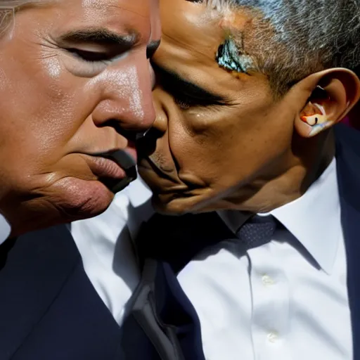 Prompt: obama kissing trump, 4k photo, detailed, closeup