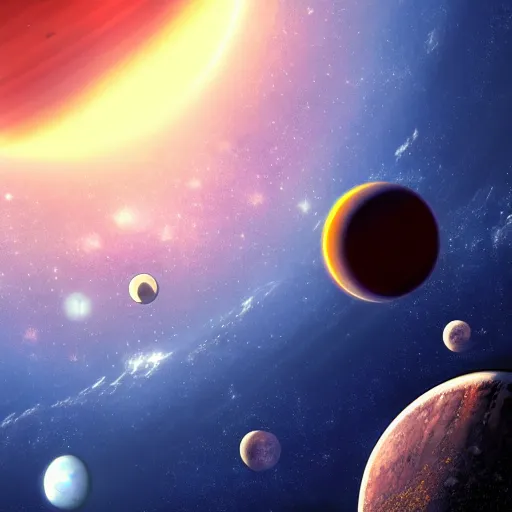 Prompt: anime style hd wallpaper of outer space with a view of a planet below