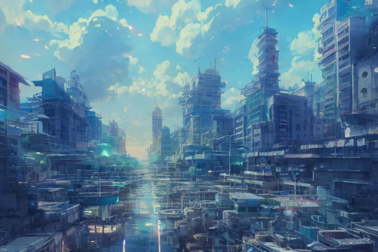 Prompt: ultra realistic city floating in the sky, colors, 8 k, hd, details, fantasy, epic, ancient city, landscape illustration concept art anime key visual trending pixiv fanbox by wlop and greg rutkowski and makoto shinkai and studio ghibli and kyoto animation symmetrical facial features