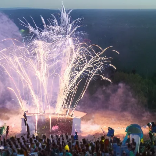 Prompt: aerial marshmallow explosions, marshmallow fireworks