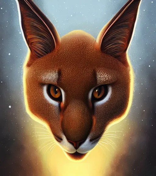 Image similar to closeup portrait of anthropomorphic caracal in vr in golden clothes in orthodox church, darkness noir surrealistic, art by loish, rhads, ferdinand knab, lois van baarle, rossdraws, tom bagshaw, global illumination, radiant light, highly detailed, octane render, 8 k