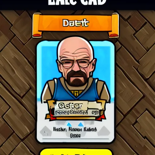 Prompt: walter white as clash royale card