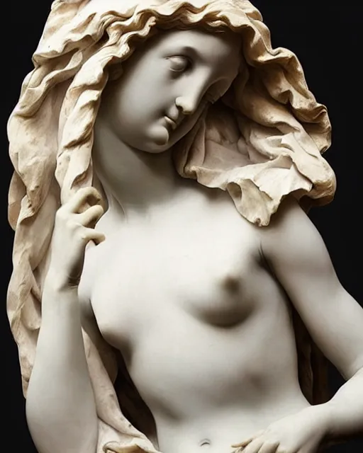 Prompt: “ a detailed elegant female figure sculpture by bernini in 1 9 th century ”