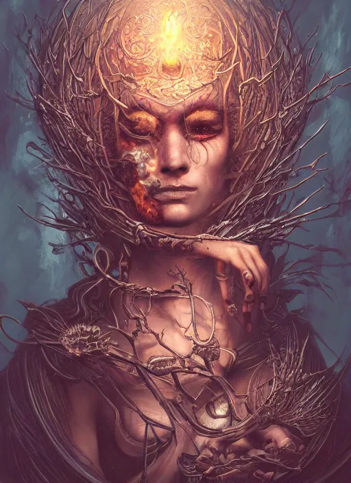 Image similar to fineart side portrait illustration of the necromancer, hyper detailed, fantasy surrealism, crisp