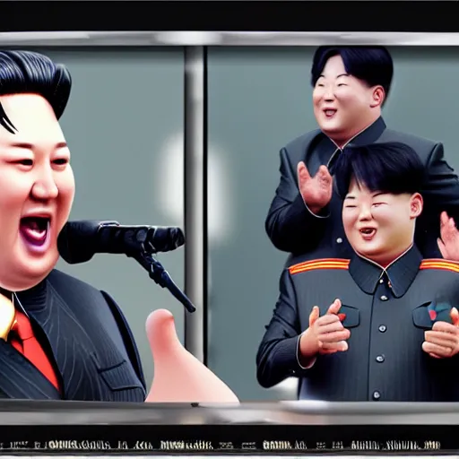 Image similar to screaming kim jong un as a member of bts band octane render