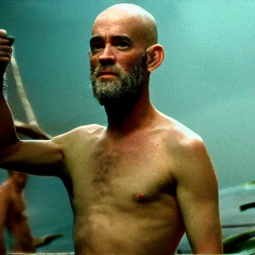 Image similar to 25 year old michael stipe as captain benjamin in apocalypse now, 8k resolution, full HD, cinematic lighting, award winning, anatomically correct