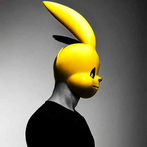 Prompt: portrait of pikachu - human hybrid, head and shoulders shot, by annie leibovitz, portrait of a man, studio lighting