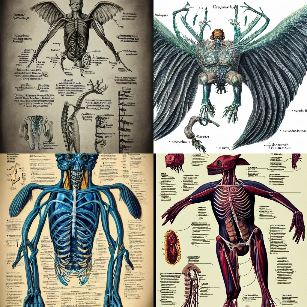 Prompt: anatomy of an Fantastic Beast as found in a biology book, realistic