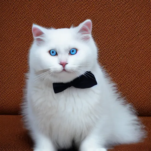 Image similar to white fluffy cat with a suit and tie