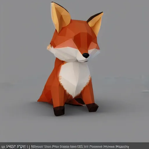 Prompt: Low Poly 3D render of a plush fox, digital art, trending on artstation