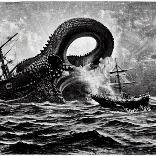 kraken sinking a ship