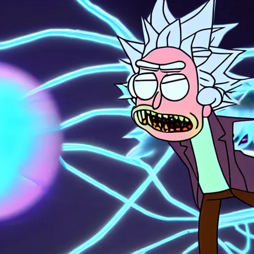 Image similar to rick sanchez fighting a glorb of chonkalisks, rick and morty, 4 k