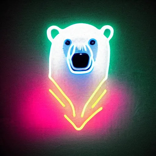 Image similar to a polar bear, neon background