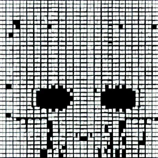 Image similar to evil skull made out of binary code, on computer screen, old computer