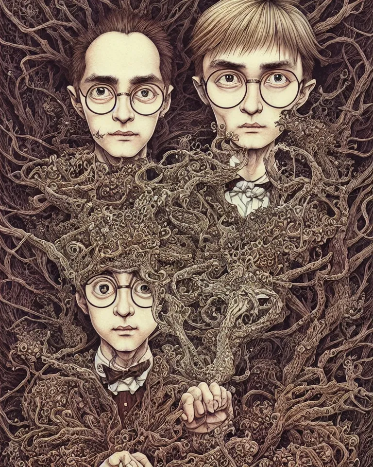 Image similar to portrait painted in jacek yerka style drawn by vania zouravliov and takato yamamoto, inspired by harry potter, intricate acrylic gouache painting, high detail, sharp high detail, artstation