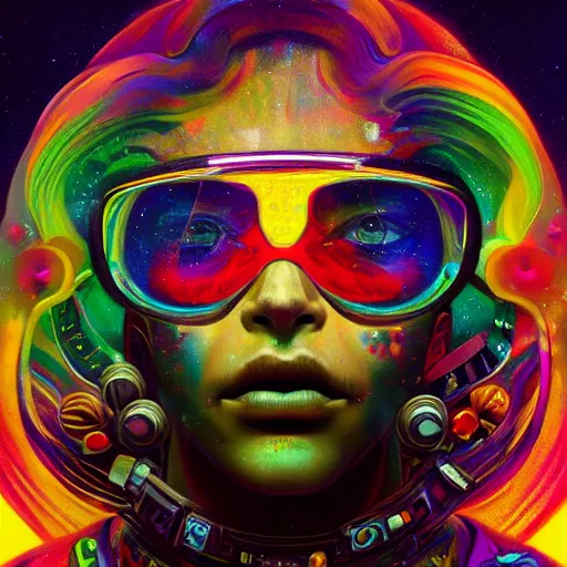 Image similar to An extremely psychedelic experience, colorful, surreal, dramatic lighting, cosmonaut, LSD, face, detailed, intricate, elegant, highly detailed, digital painting, artstation, concept art, smooth, sharp focus, illustration, art by Sam Spratt, Dan Mumford, Artem Demura and Alphonse Mucha