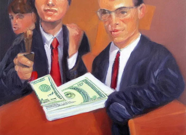 Image similar to business money oil painting