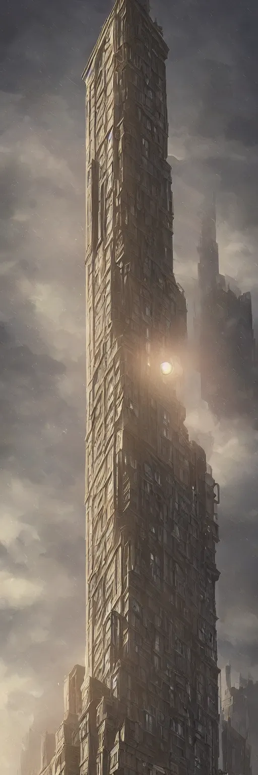 Prompt: very tall victorian-art deco house, Dynamic lighting, cinematic, establishing shot, extremely high detail, photo realistic, cinematic lighting, , post processed denoised, concept design, concept art, artstation, matte painting, midjourney, style by alex ross, raphael lacoste, eddie mendoza
