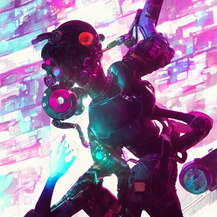Image similar to a colorful comic noir illustration painting of a cyberpunk girl by sam yang!! and artgerm!! and lois van baarle and ross tran!!. in style of digital art, symmetry, sci fi, hyper detailed. octane render. trending on artstation