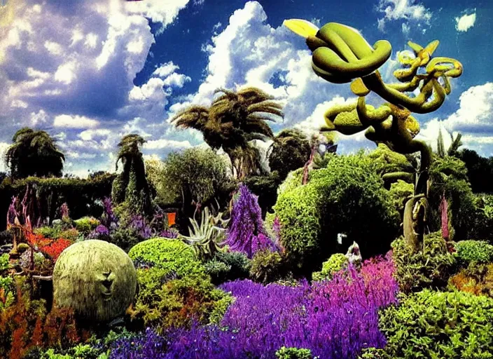 Prompt: surreal garden by dali, surreal plants by dali, surreal sky by dali, hypresurreal