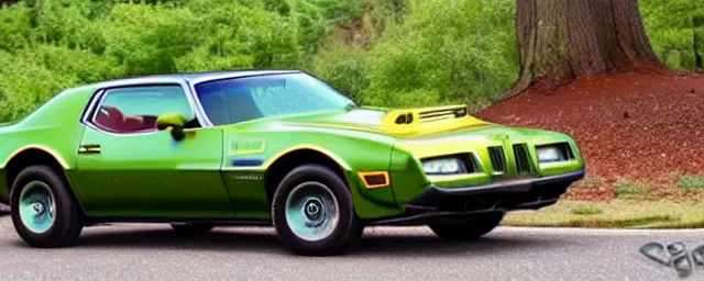 Image similar to a single time machine and 1 9 7 7 pontiac firebird hybrid, dslr