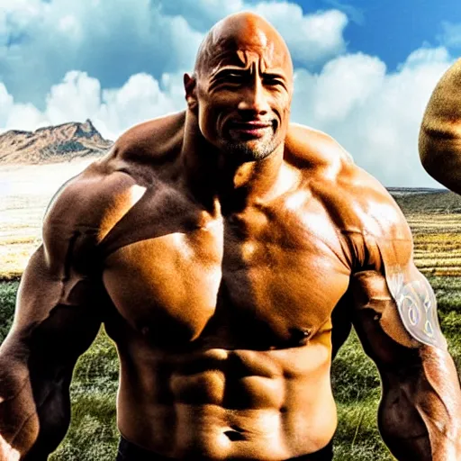 Prompt: Dwayne Johnson playing as Geodude in the real-life adoptation of Pokemon, 4K detailed photograph