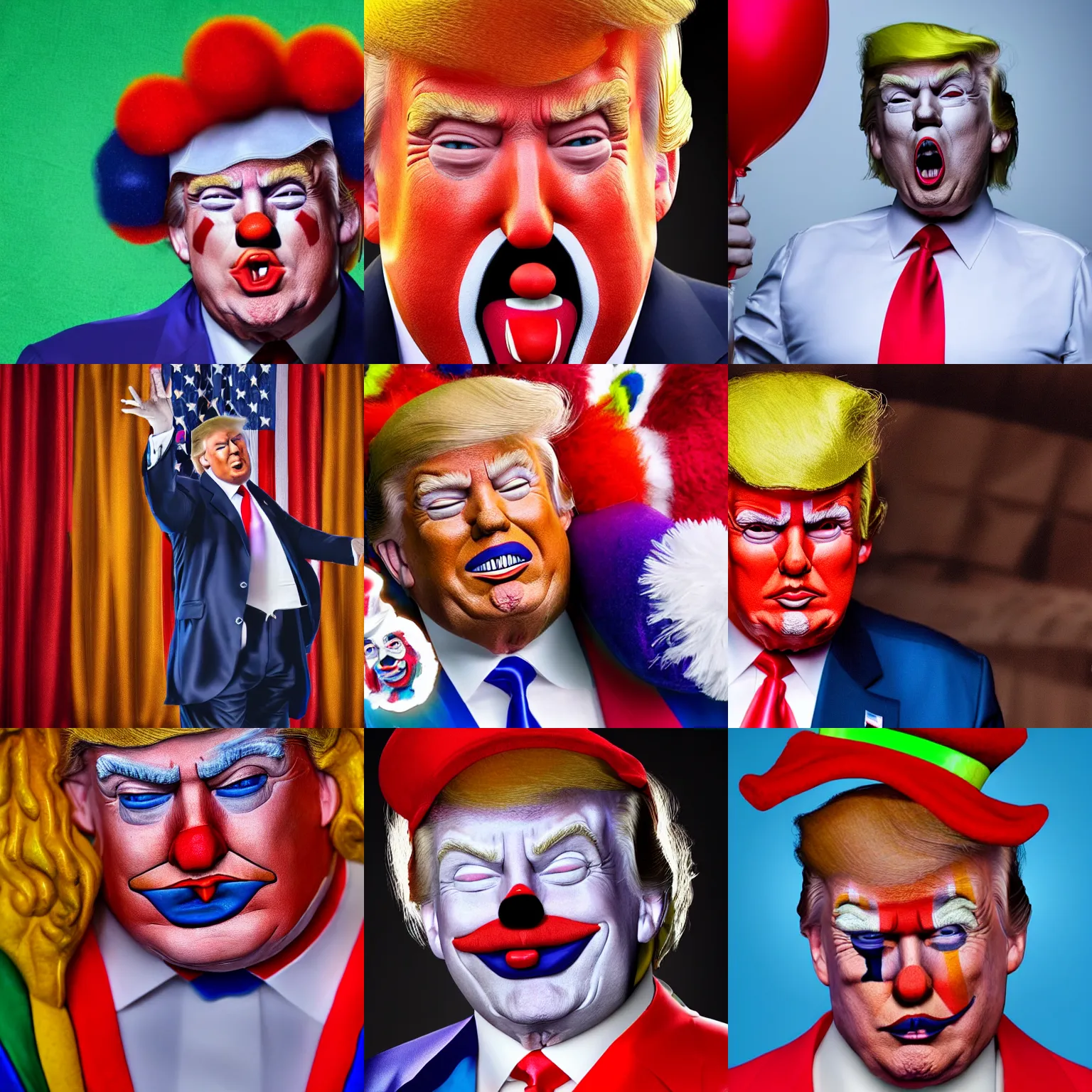 Prompt: donald trump as a clown. highly detailed. hyper real photo. 4 k