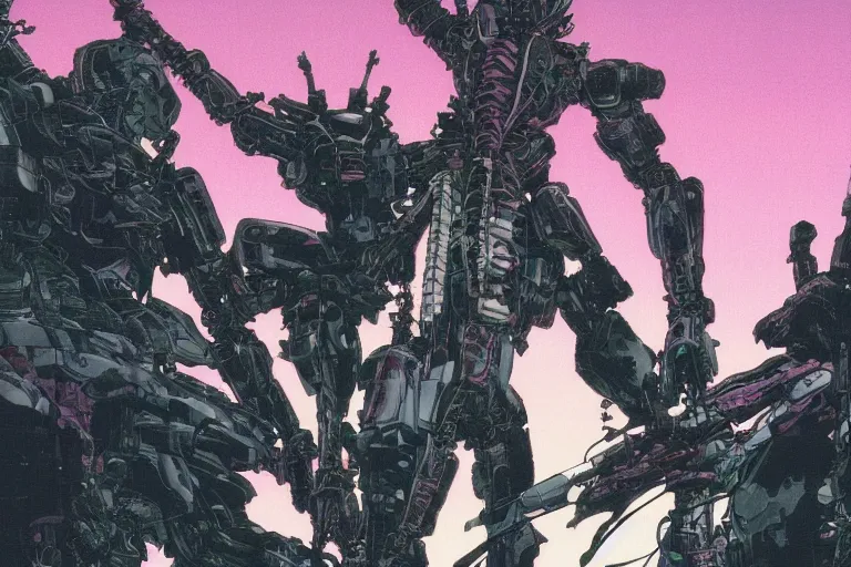 Prompt: boomers from bubblegum at dusk, a color illustration by tsutomu nihei, makoto kobayashi and sh? ji kawamori